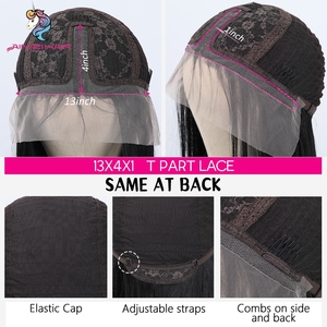 Aiinizi Tóc Giả Phía Trước Ren Tổng Hợp Chịu Nhiệt Phần Giữa Màu Đen Thẳng Dài 26 Inch Cho Nữ - Product Image 5