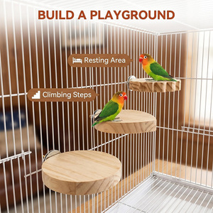 Wooden Bird Perch Round Solid Wood <b>Platform</b> Durable Indoor Climbing <b>Steps</b> For Parrot Cage Accessories - Product Image 1