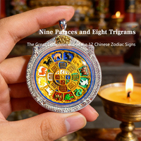 Pendentif FYC Neuf Palais Huit Trigrammes Grande Complétitude Gau Box Thangka Peint à la Main 3D Tsatsa Alliage Nouveau Style Chinois