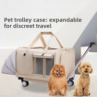 Sac de transport pour animaux à double compartiment avec roulettes amovibles, sac de transport à roulettes pour 2 petits chats ou chiens