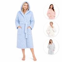 Peignoir en molleton corail extra long personnalisé, épais et chaud, en microfibre thermique pour femme, idéal pour l'hiver et l'hôtellerie