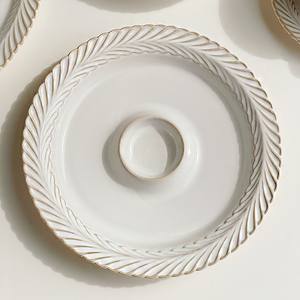 Assiettes japonaises en céramique émaillée avec relief mimosa, vaisselle occidentale, assiettes à soupe, assiettes à raviolis - Product Image 6