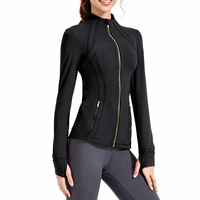 Veste de yoga sans couture pour femme, coupe ajustée, à fermeture éclair, en nylon et élasthanne respirant, idéale pour la course et le fitness – Stock USA