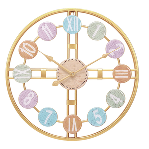 Reloj de Pared Colorido con Números Romanos y Marco Dorado, Decoración Rústica Moderna para Sala de Estar u Oficina, Listo para Vender - Product Image 2