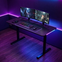 Bureau de jeu électrique extensible en bois et métal AOR BX PINK avec LED et montage facile pour bureau de joueur