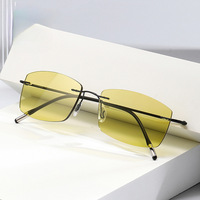 Lunettes photochromiques sans monture pour hommes, monture en métal légère, anti-lumière bleue, lunettes de lecture, changement de couleur jour/nuit