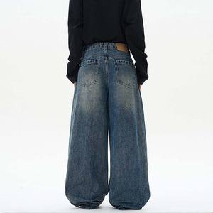 ג'ינס רחב בגזרה ישרה לגברים בסגנון וינטג' איכותי בסיטונאות, מידה גדולה, יוניסקס, גזרה רחבה, היפ הופ, לבוש רחוב, ג'ינס בגזרה רחבה, ייצור לפי הזמנה (OEM/ODM) - Product Image 2