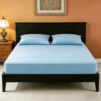 Drap de lit plat ajusté personnalisé en coton argenté respirant, 300 fils, écologique, doux, blanc, bleu, gris, anti-boulochage, pour mise à la terre