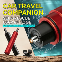 Martillo de Seguridad para Auto, Cortador de Cinturón de Seguridad, Rompe Cristales, Herramienta de Escape de Emergencia, Herramienta de Rescate, Aleación de Aluminio, Rojo/Negro