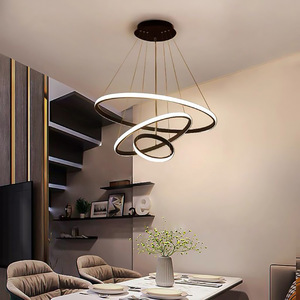 โคมไฟระย้า LED สไตล์มินิมอลทันสมัย โคมไฟซิลิโคนสีดำ AC 220V สำหรับบ้าน ห้องรับประทานอาหาร ห้องนั่งเล่น ห้องนอน - Product Image 1
