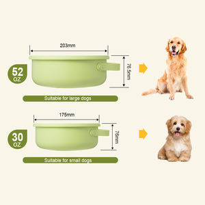 Evcil üretici paslanmaz çelik silikon katlanabilir 2 in 1 kaymaz köpek kase Pet besleyici 52oz 30oz - Product Image 3