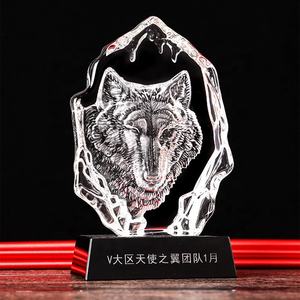 ถ้วยรางวัลคริสตัลรูปหัวหมาป่าสุดสร้างสรรค์,เหรียญรางวัลสำหรับเล่นกีฬาตามสั่งงานศิลปะที่ได้รับรางวัลพนักงานดีเด่นอุปกรณ์ตกแต่งบ้านภูเขาน้ำแข็งหัวหมาป่า - Product Image 3