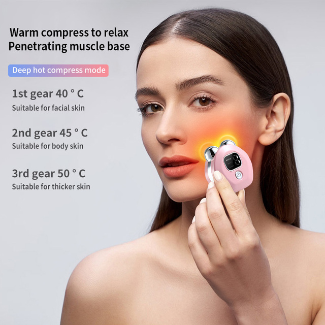 Heated Facial Massager With 3 Level 40-50°C Vibration Relax Facial Skin Muscles Rechargeable for Home Use Spa Retail Wholesale
