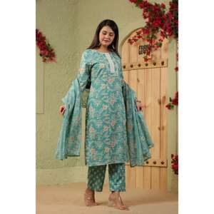 Nueva moda tradicional indio algodón Kurti conjunto con bordado hecho a mano de alta calidad señoras Kurta para el verano al por mayor - Product Image 2