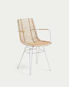Modern Scandinavian Style Indoor/Outdoor <b>Armchair</b> Rattan White Metal <b>Dining</b> Chair Hotel Use Garden Seating - Product Image 1