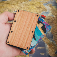 Dompet dan tempat kartu minimalis kayu asli anti-RFID dengan penjepit uang untuk penyimpanan kartu kredit