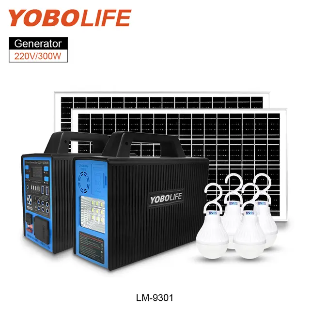 Thuis Zonne-Energie Omvormer Systeem Ac Oplader Usb Poorten Nood Zonne-Energie Voeding Yobolife 300W Draagbare Zonne-Energie Generator