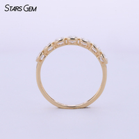 Bague unisexe classique à sept pierres Starsgem, diamant de laboratoire taille coussin 3*3mm 1.04ct, sertie clos, en or jaune 14K plaqué rhodium