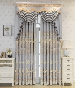 Rideau prêt à l'emploi personnalisé Double pli isolé thermiquement motif 3D broderie florale rideau de fenêtre de salon occultant - Product Image 6