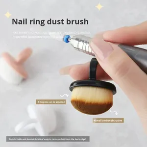 Brosse à poils doux pour dépoussiérer les ongles, ovale, en nylon, avec boucle pour le doigt, pour manucure, prétraitement, nettoyage, salon, dépoussiérage des ongles - Product Image 2