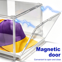 DAYOOH Présentoir à Chapeaux Empilable Multi-usage, Boîte de Rangement Magnétique Transparente pour Casquettes de Baseball avec Plateau Coulissant