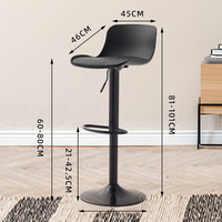 Tabouret de bar moderne en PU avec coussin, structure en plastique, chaise haute pivotante et réglable pour comptoir de cuisine (vente en gros)
