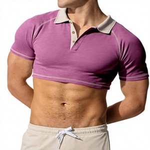 Custom OEM Logo Embroidered Polyester Cotton Blend 220 Grams Men's Polo <b>Sexy</b> Crop Top Shirts Short Sleeve Polo Fashion - Product Image 2