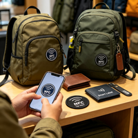 Étiquette de vêtement personnalisée lavable NFC RFID en polyester brodée pour la gestion et l'authentification des vêtements, des serviettes et du linge