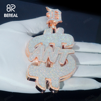 Collier pendentif Hip Hop en argent 18 carats avec lettre en or 18 carats pour hommes personnalisé glacé VVS Moissanite Pass Diamond Test