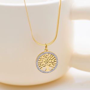 Collar en capas con diseño de colgante de árbol de la vida ahuecado, cadenas chapadas en oro, joyería occidental - Product Image 1