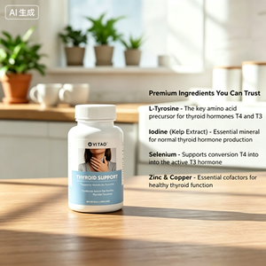 La capsule pour la thyroïde OEM contient de l'iode, du sélénium, du zinc et de la L-tyrosine, qui peuvent favoriser la santé de la thyroïde. - Product Image 2