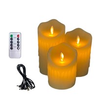 Lot de 3 bougies LED sans flamme à piles avec télécommande, étanches et scintillantes, pour la décoration de patio et de restaurant