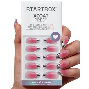 BTARTBOX Faux Ongles Réutilisables en Forme d'Amande Moyenne, Vente en Gros, Ongles à Presser en Gel Souple Rose Ombré French Manucure - Product Image 2