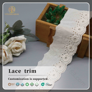<span class=keywords><strong>Pizzo</strong></span> Floreale Vintage Eco-Friendly con Bordo Ondulato Ricamato per Abiti e Tessili per la Casa - Product Image 1