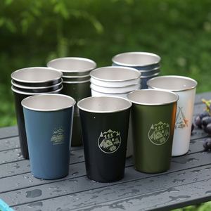 Outdoor Camping <b>Cup</b> Single Wall Stainless Steel Tumbler Beer <b>Cup</b> Portable Outer Anti-scald Water <b>Cup</b> with <b>Lid</b> <b>and</b> <b>Straw</b> - Product Image 1