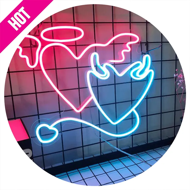 Neon Light LED Heart Sign Shaped Decor Light Wall Decor for Valentine's Day Birthday party Kids Room Living Room Wedding Party