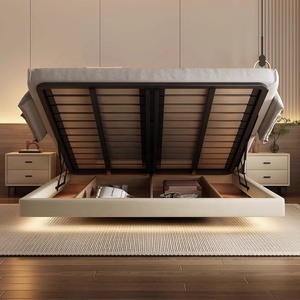 Wholesale Modern Queen Floating Platform <strong>Bed</strong> with Integrated Storage and <strong>LED</strong> Lighting, Premium Luxury Bedroom Furniture Set - Product Image 3