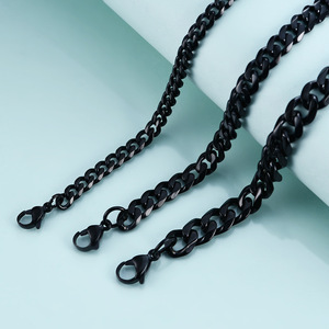 Collar de cadena cubana de acero inoxidable para hombre, diseño geométrico de 3, 5 y 7 mm de grosor, para ocasiones de regalo BD1068 - Product Image 4