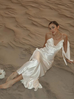 Robe longue élégante blanche sans manches à fleurs 3D, dos nu, col bénitier, style bodycon, pour femme, été