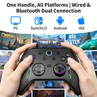 Manette de Jeu Honcam avec 2 Boutons C Arrière, Poignée en Caoutchouc, Joystick Hall, Filaire, Bluetooth, et Sans Fil 2.4G pour NS2, PC et Mobile