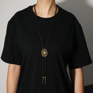 Cappello da Cowboy alla moda collana in metallo per uomo blolo Tie in pelle collana lunga maglione catena accessori in lega per uomo donna regalo - Product Image 6