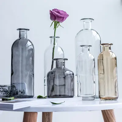 Tisch dekoration Großhandel Nordic Home Hochzeit Kreative Einzigartige Dekorative Klare Blumen flasche Glasvase