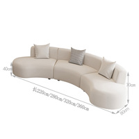 Modernes Chinesisches Creme-Stil Mondsofa Luxuriöses Stoffbezogenes Sektionalsofa Bogenförmiges Set für Kleine Wohnungen Hotel Wohnzimmer