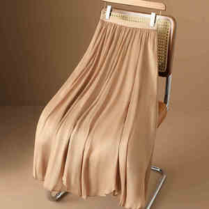 New Wholesale Fashion Women Solid Color High-grade Satin Pleated Skirt Large Size Versatile Skirt - Product Image 6
