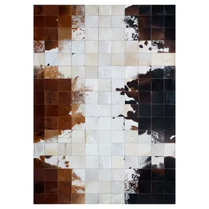 Luxury cowhide leather patchwork rugs china india