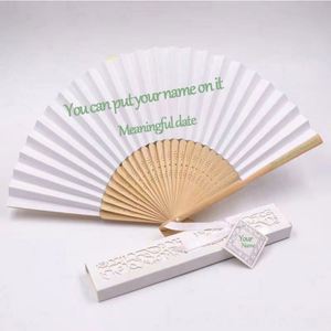 Abanicos Plegables de Bambú Tallados a Mano, Decoraciones y Recuerdos para Bodas e Iglesias, Diseño Pintado para Regalo y Boda Religiosa - Product Image 5