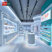 Étagères personnalisables en verre et bois pour présentoirs de cosmétiques, bars à parfums, et magasins de perruques et de produits de beauté – Solution tout-en-un