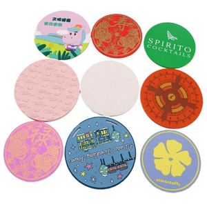 Sous-verres ronds en silicone antidérapants et résistants à la chaleur, écologiques, avec logo personnalisé, diamètre 90 mm, pour boissons, fabriqués en usine. - Product Image 1