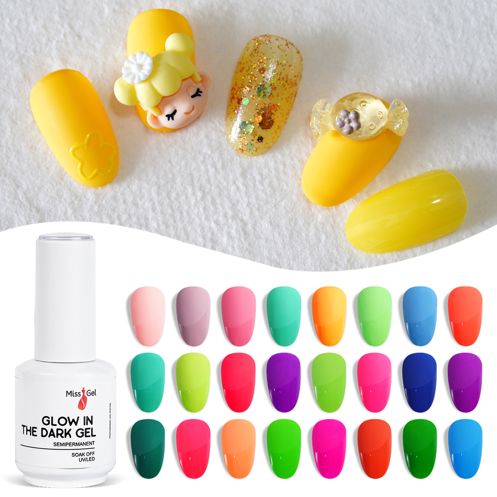 Missgel Glow In The Dark Gel High Quality Nail Supplies Vegan Organic Custom Private Label UV Nail Gel