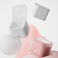 Pot carré double paroi en PET de 300g pour coton démaquillant, pince à épiler, crème contour des yeux, maquillage, grande capacité, personnalisable pour soins de la peau